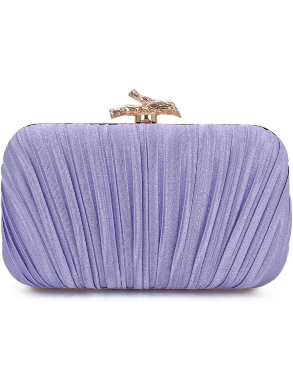 〽️Women's Light Purple Pleated Clutch Purse With Chain Wedding Party Evening Bag